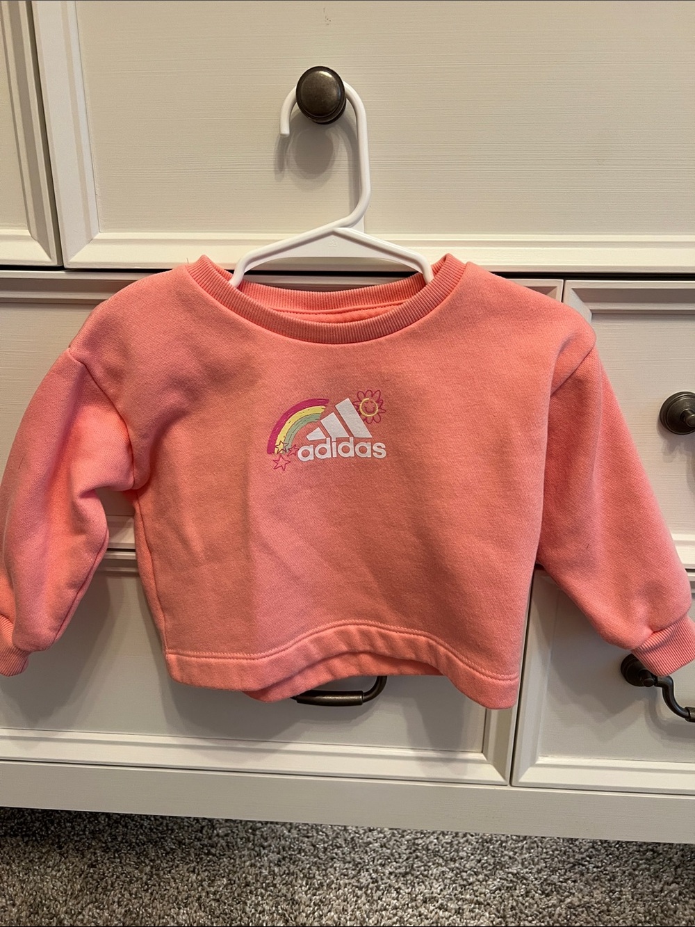 adidas Pink Rainbow Logo Crewneck Sweatshirt